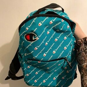 SOLD: Teal Champion Backpack with Logo Design
